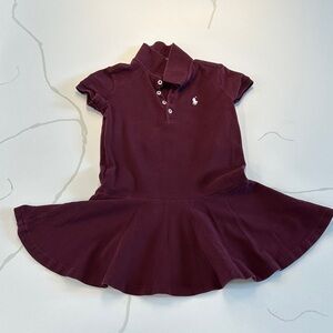 Polo Ralph Lauren girls short sleeve polo dress burgundy maroon white horse 4T